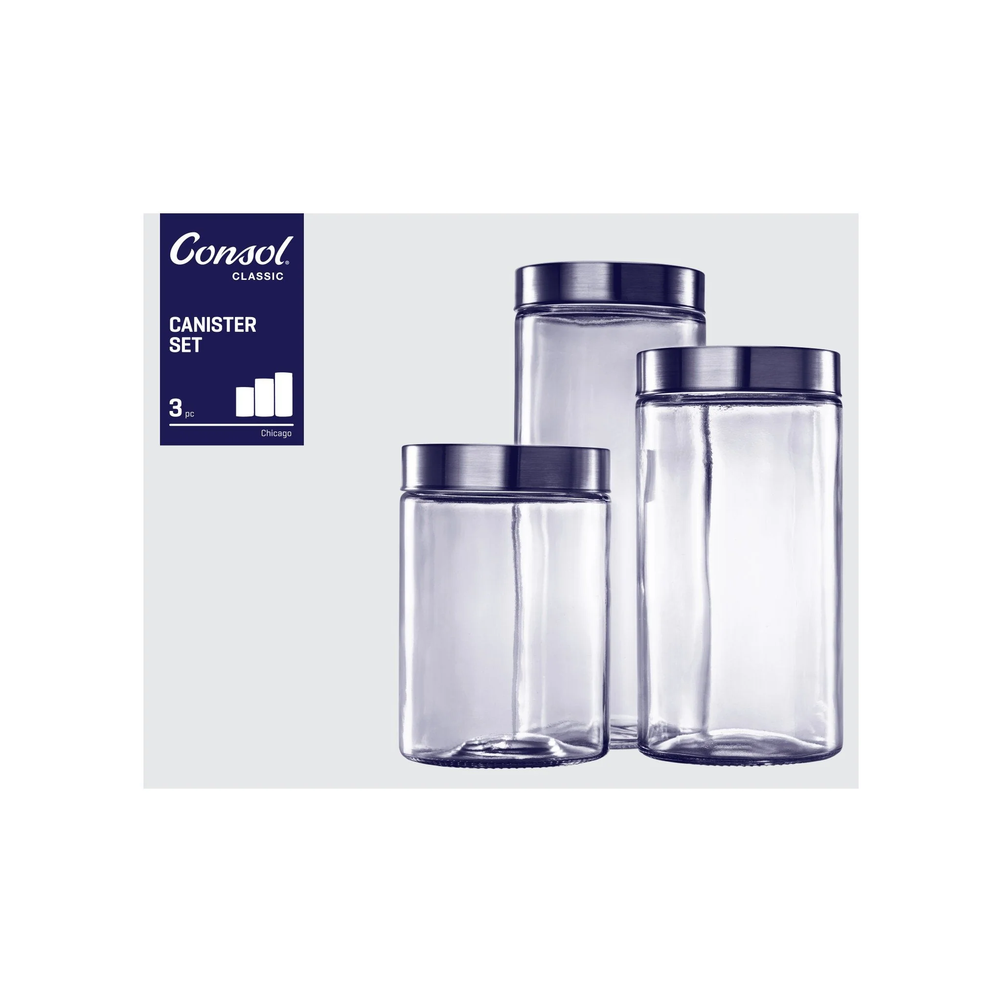 Consol Glass Chicago Cannister Set 3 Piece - Image 2