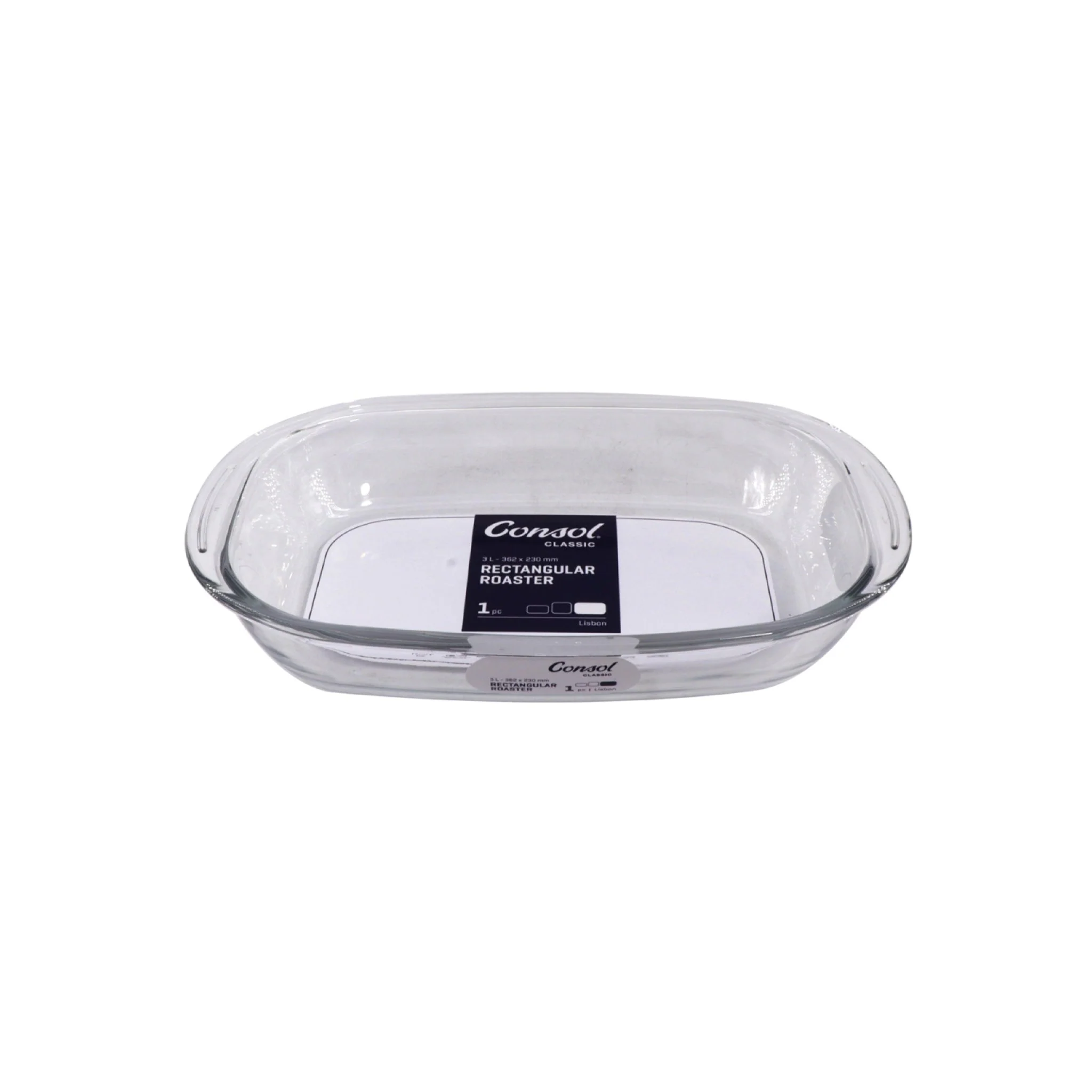 Consol Glass Lisbon Rectangular Roaster 3000ml (3L)