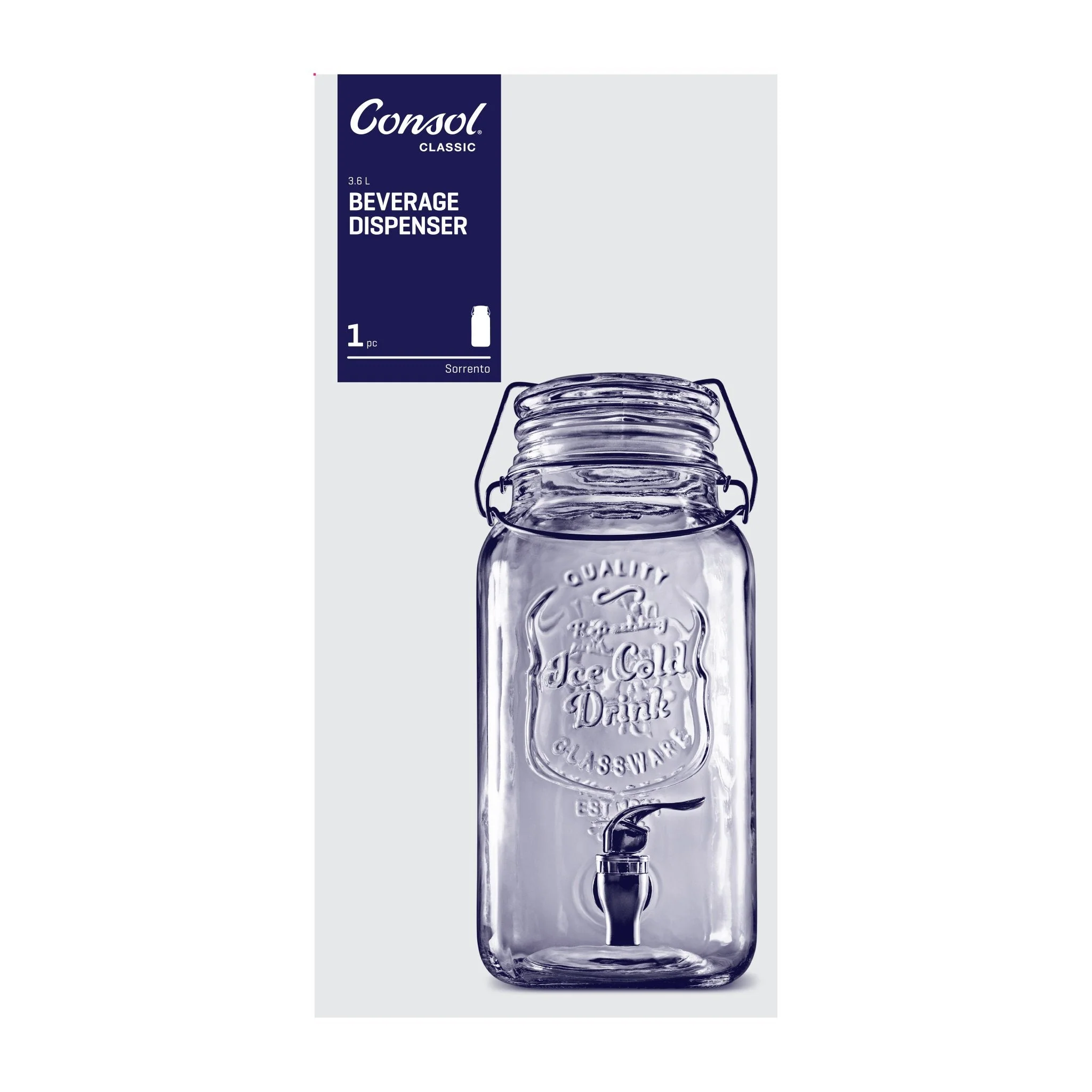 Consol Glass Sorrento Beverage Dispenser 3600ml (3.6L) - Image 4